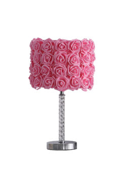18.25" in PINK ROSES IN BLOOM ACRYLIC/METAL TABLE LAMP
