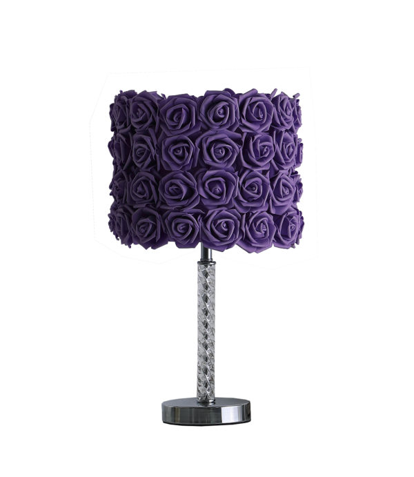 18.25" in LAVENDER ROSES IN BLOOM ACRYLIC/METAL TABLE LAMP