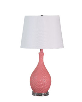 28" in PINK TELLI PEBBLE MID CENTURY RESIN TABLE LAMP