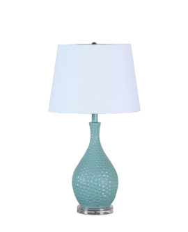 28" in TEAL TELLI PEBBLE MID CENTURY RESIN TABLE LAMP