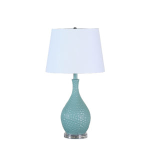 28" in TEAL TELLI PEBBLE MID CENTURY RESIN TABLE LAMP