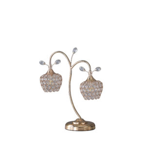 17.25" in ROSE GOLD 2-FLORAL BELL GLAM METAL TABLE LAMP