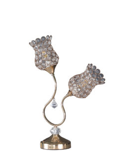 18.75" in ROSE GOLD 2-FLORAL TRUMPET GLAM METAL TABLE LAMP