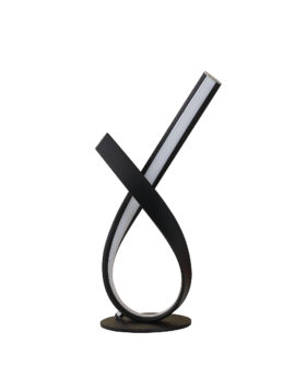 17" in ABSTRACT UPRIGHT RIBBON BOW LED BLACK METAL TABLE LAMP