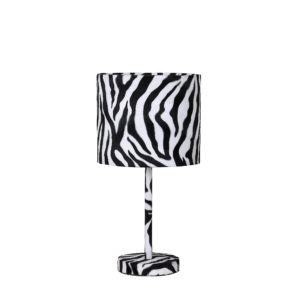 18.5"in FAUX SUEDE ZEBRA METAL TABLE LAMP