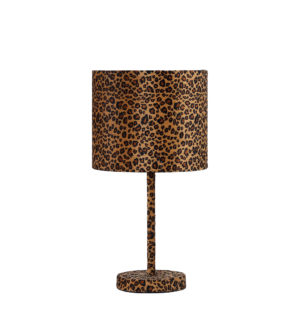 18.5" in FAUX SUEDE LEOPARD PRINT METAL TABLE LAMP