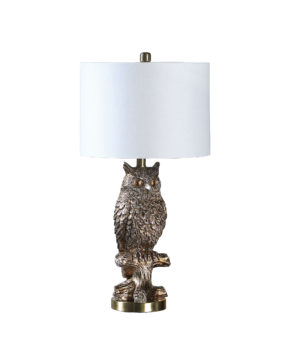 27.5" in SILVER OWL ON A BRANCH RESIN TABLE LAMP
