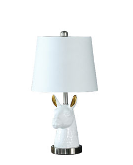 20.5" in PATAGONIA WHITE LLAMA BUST RESIN TABLE LAMP