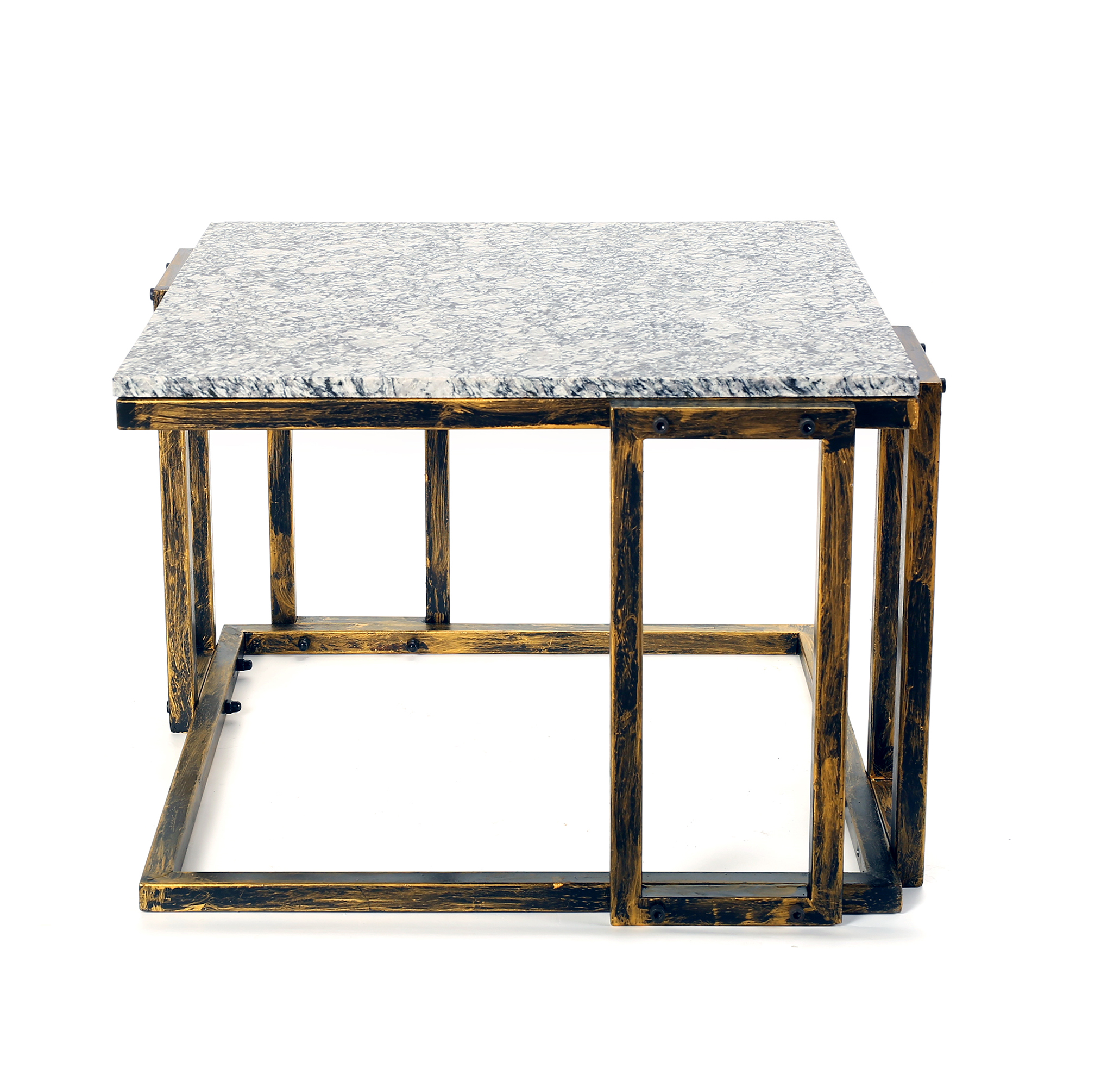 14.5″ in GRANITE MARBLE BLACK/GOLD PLANT STAND