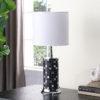 24" JON CHROME BOHEMIAN BLACK GLASS MOSAIC MODERN PILLAR TABLE LAMP - Image 3
