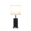 24" JON CHROME BOHEMIAN BLACK GLASS MOSAIC MODERN PILLAR TABLE LAMP - Image 2