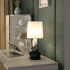 19" in COASTAL COMO MODERN STACKED TABLETS METAL TABLE LAMP - Image 4