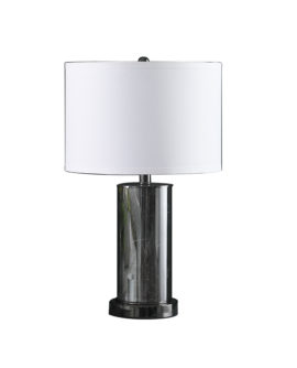 21.25" in CYNX LED NIGHT LIGHT MID-CENTURY GLASS BLACK CHROME TABLE LAMP