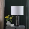 21.25" in CYNX LED NIGHT LIGHT MID-CENTURY GLASS BLACK CHROME TABLE LAMP - Image 3