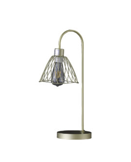 20.5" in INDUSTRIAL FARM PENDANT CAGE SATIN MATTE GOLD METAL TABLE LAMP