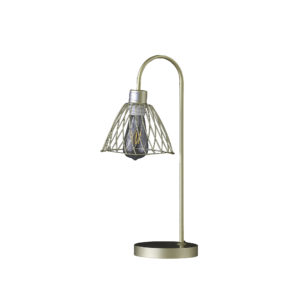 20.5" in INDUSTRIAL FARM PENDANT CAGE SATIN MATTE GOLD METAL TABLE LAMP