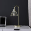 20.5" in INDUSTRIAL FARM PENDANT CAGE SATIN MATTE GOLD METAL TABLE LAMP - Image 3