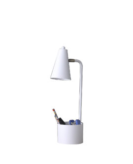 19.5" in STUDENT WHITE METAL TASK DESK LAMP W/ ORGANIZER