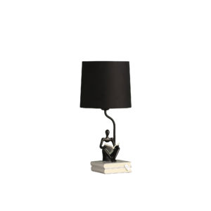 20.5" in MODERN READER BLACK SITTING A GRAY STACK OF BOOKS POLYRESIN TABLE LAMP