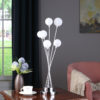 27.5" in 6-LIGHT GLASS GLOBE ALUMINUN LED CHRYSANTHE SILVER CHROME METAL TABLE LAMP - Image 3