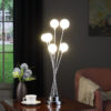 27.5" in 6-LIGHT GLASS GLOBE ALUMINUN LED CHRYSANTHE SILVER CHROME METAL TABLE LAMP - Image 4