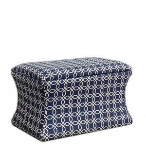 19.25"in LATTICE POUF BLUE STORAGE OTTOMAN