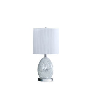 20"in NIELS SILVER MIRROR GLASS/METAL TABLE LAMP W/ NIGHTLIGHT