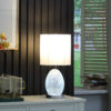 20"in NIELS SILVER MIRROR GLASS/METAL TABLE LAMP W/ NIGHTLIGHT - Image 6