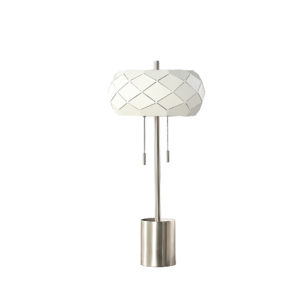 28" in LEGEME MID CENTURY DANISH 2-LIGHT STEEL PULL CHAIN TABLE LAMPS