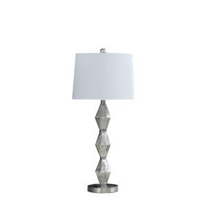 29.5" in EMIL MODERNE GEOMETRIC GLASS BRUSHED SILVER TABLE LAMP
