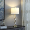 29.5" in EMIL MODERNE GEOMETRIC LIGHT AMBER TEXTURED GLASS BRUSHED GOLD TABLE LAMP - Image 4