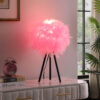 20.5" in HOT PINK FEATHER SHADE TRIPOD MODERN METAL TABLE LAMP - Image 4