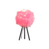 20.5" in HOT PINK FEATHER SHADE TRIPOD MODERN METAL TABLE LAMP - Image 2