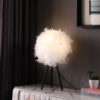 20.5" in PURE WHITE FEATHER SHADE TRIPOD MODERN METAL TABLE LAMP - Image 5