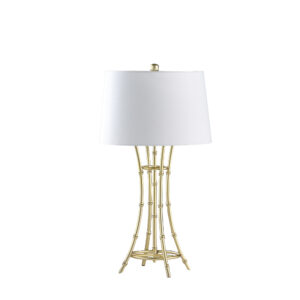 29.25" in KIARA MODERN SATIN BRUSHED GOLD BAMBOO METAL TABLE LAMP