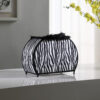 11.75" in ZEBRA ANIMAL PRINT PURSE w/ BLACK FAUX HANDLE TABLE LAMP - Image 3