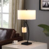 28.5" in CONTEMPORARY DUAL BLACK ARC W/ HANGING PENDELUM LAMP METAL TABLE LAMP - Image 6