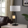 28.5" in CONTEMPORARY DUAL BLACK ARC W/ HANGING PENDELUM LAMP METAL TABLE LAMP - Image 5