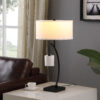 28.5" in CONTEMPORARY DUAL BLACK ARC W/ HANGING PENDELUM LAMP METAL TABLE LAMP - Image 4