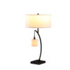 28.5" in CONTEMPORARY DUAL BLACK ARC W/ HANGING PENDELUM LAMP METAL TABLE LAMP - Image 2