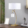 28.5" in CONTEMPORARY DUAL GOLD ARC W/ HANGING PENDELUM LAMP METAL TABLE LAMP - Image 3