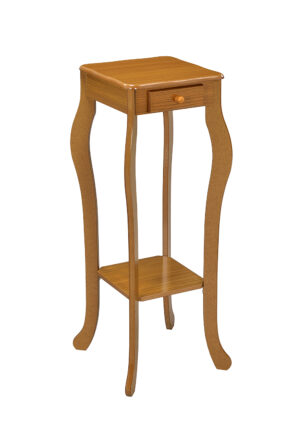 32.5" in OAK FINISH TABLE STAND W/ SINGLE DRAWER & CABRIOLE LEGS