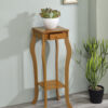 32.5" in OAK FINISH TABLE STAND W/ SINGLE DRAWER & CABRIOLE LEGS - Image 2