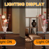 20.75" H 3 G4 LED ALUMINUM 4 RED ROSES 6 PETAL FLORAL 2 RED/SILVER FLOWER BUD ON A TRUMPET VASE TABLE LAMP - Image 10