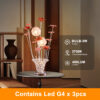 20.75" H 3 G4 LED ALUMINUM 4 RED ROSES 6 PETAL FLORAL 2 RED/SILVER FLOWER BUD ON A TRUMPET VASE TABLE LAMP - Image 9