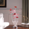 20.75" H 3 G4 LED ALUMINUM 4 RED ROSES 6 PETAL FLORAL 2 RED/SILVER FLOWER BUD ON A TRUMPET VASE TABLE LAMP - Image 3