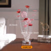 20.75" H 3 G4 LED ALUMINUM 4 RED ROSES 6 PETAL FLORAL 2 RED/SILVER FLOWER BUD ON A TRUMPET VASE TABLE LAMP - Image 8