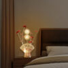 21.5" H 3 G4 LED ALUMINUM 4 RED ROSES 6 PETAL FLORAL 2 RED/SILVER FLOWER BUD ON A FAN ALUMINUM VASE TABLE LAMP - Image 7