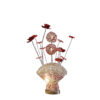 21.5" H 3 G4 LED ALUMINUM 4 RED ROSES 6 PETAL FLORAL 2 RED/SILVER FLOWER BUD ON A FAN ALUMINUM VASE TABLE LAMP - Image 2