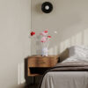 20.75" H 3 G4 LED ALUMINUM 4 RED ROSES 6 PETAL FLORAL 2 RED/SILVER FLOWER BUD ON A 4 SQUARED MODERN HEZAGONA CHROME VASE TABLE LAMP - Image 6